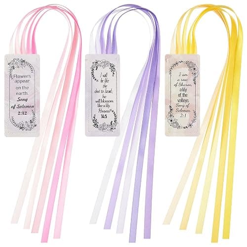 Outus 3 Pieces Bible Ribbon Bookmark Markers Artificial Leather Bookmark with Colorful Ribbons for Books(Inspirational Style,Gentle Color) - Image 1