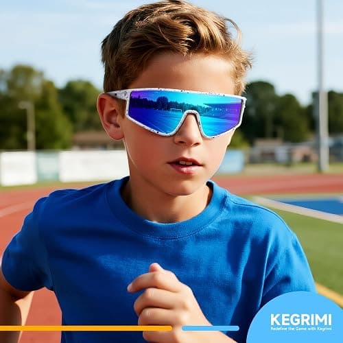Kegrimi Kids Polarized Sunglasses Youth Baseball Sun Glasses for Boys Girls | Softball Glasses with UV Protection, Gifts for Toddler Boys, Sports Gear Baseball and Cycling Accessories for 3-12 Teen thumbnail 9