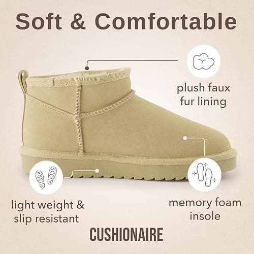 CUSHIONAIRE Hip 2 Genuine Suede Ankle Boots for Women, Cozy Faux Shearling Lining Pull On Winter Womens Boots thumbnail 7