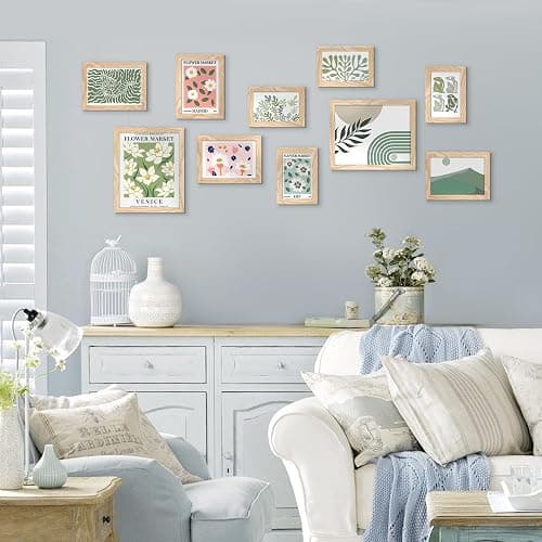 upsimples 10 Pack Picture Frames Collage Wall Decor for Mounting or Tabletop Display, Photo Gallery Frame Set for Family, Multi Sizes Including 8x10, 5x7, 4x6, Natural - Natural thumbnail 4