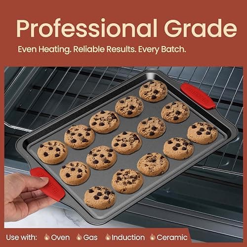 BAKKENMaster 6-Piece Nonstick Gray Marble Coated Bakeware Set - Professional Quality Carbon Steel Pans with Silicone Handles - Ideal for Oven, Refrigerator, Freezer - Dishwasher Safe thumbnail 3