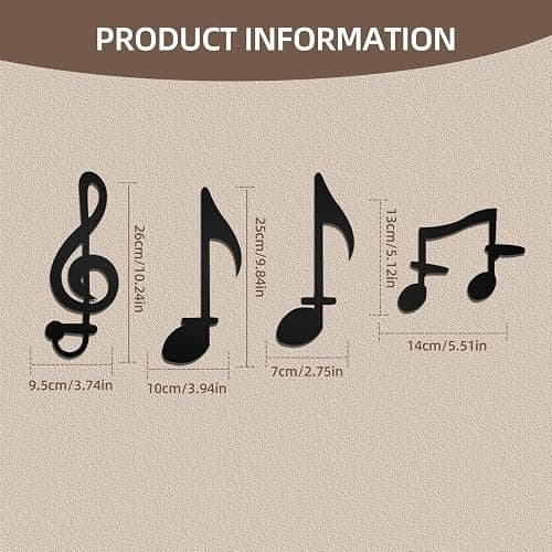 ZAYHENYOO Music Note Wall Decor Candle Sconces Holder Set of 4 Black Metal Decorative Sconces for Kitchens,Porch,Living Rooms,Entryway,Fireplaces,Stairway thumbnail 2