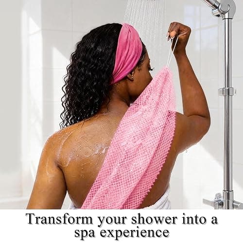 SubSahara Authentic African Net Sponge - 2 Pack Exfoliating Bath & Shower Loofah Sponge for Body & Face, Gentle Scrubber for All Skin Types, Travel, Durable (Dark Pink & Light Pink) thumbnail 2