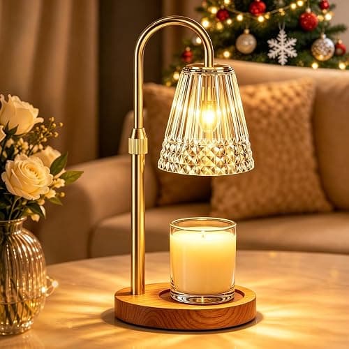 IAURS Candle Warmer Lamp with Timer Dimmable, Height Adjustable Wax Melt Warmer Lamp with 2 Bulbs, Flameless Candle Warmer for Home Decor, Birthday Gifts for Women Mom (Classic Gold) - Image 1