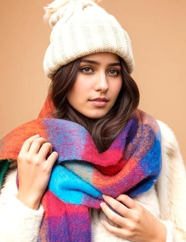 Topgalaxy.Z Winter Scarf for Women, Big Thick Colorful Scarves, Oversized Soft Blanket Wrap, Extra Long Large Cozy Scarves for Cold Weather thumbnail 7