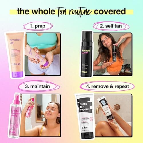 b.tan Dark Self Tanner Mousse | Get Tanned - Best, 1 Hour Express Sunless Tanning Foam, No Fake Tan Smell, Ultra Dark Bronzing Glow, Face & Body, Vegan, Cruelty Free, 6.7 Fl Oz thumbnail 6