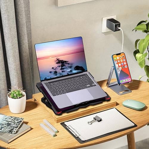 AICHESON Laptop Cooling Pad for 15.6 to 17.3 Inches PC Notebooks, 5 Fans Computer Cooler Stands with Purple Lights Desk Chiller Mat, S035 thumbnail 10