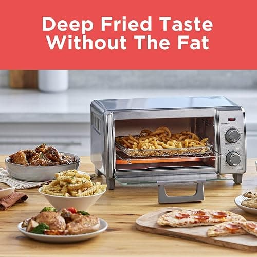 BLACK+DECKER Crisp 'N Bake Air Fry Countertop Convection Toaster Oven, Medium Capacity, 4-Slice, 5-in-1, Fits 9” Pizza, 30-Min Timer, Bake, Broil, Air Fry, Toast, Keep Warm, Stainless Steel thumbnail 8