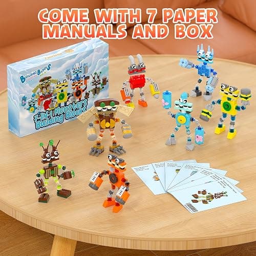 7-in-1 Singing Monsters Building Blocks, 7 Packs My Music Game Monster Friends Building Set, Game Action Figure Building Toys for Boys and Girls Adults, 639 PCS thumbnail 3