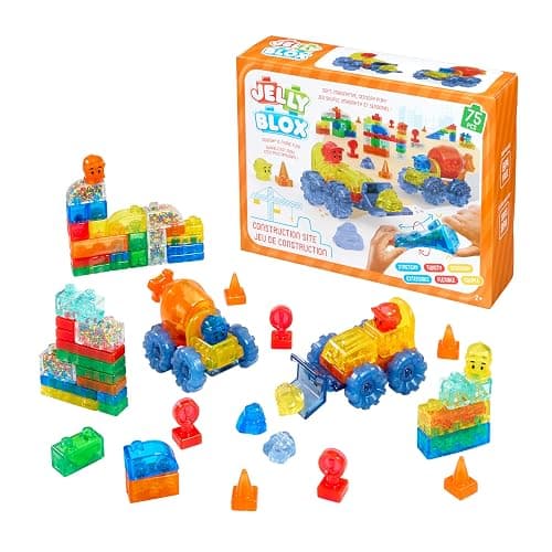 Jelly Blox Construction Site Set | Includes 75 Pieces | Toddler & Preschool | Building Blocks Kids Can Squeeze, Stretch, Squish | MESH ACCREDITED | Safety Tested & Ouch-Free | Sensory Play Toy Ages 2+ - Image 1