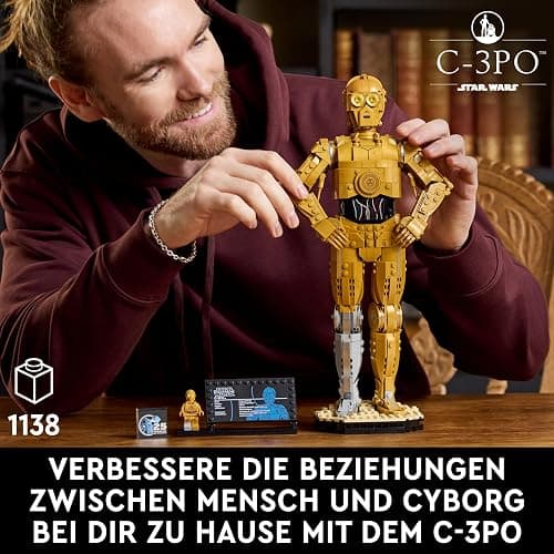 LEGO Star Wars 75398 C-3PO Figur – Sammler Modell für Erwachsene – mit Ständer, Infotafel und Minifigur zum Bauen, Spielen und Ausstellen – Geschenkidee für Fans thumbnail 4