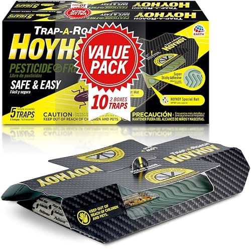 HOY HOY Trap A Roach - 10 Traps [2 Pack] Baited Glue Traps, Great for Home with Kids & Pets Indoor, Sticky Pest Control Trap, Roach Killer, Made in Japan - Image 1