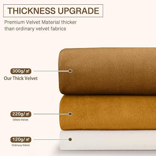 StangH Brown Curtains Velvet Blackout Window Drapes 84 inches, 2 Panels | 300GSM Heavy Soft Velvet, Fall Curtains, Thermal Insulation, Bedroom, Living Room, Dining Room, Luxury thumbnail 5