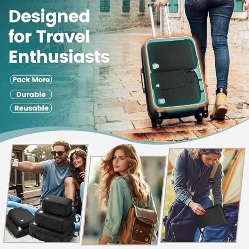 Compression Packing Cubes 8 Set Travel Essentials Travel Organizer, Waterproof Travel Packing Cubes for Carry on Luggage Compression Cubes thumbnail 7
