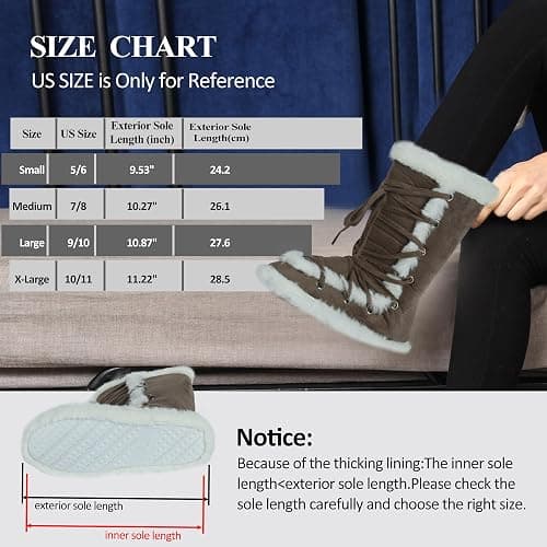 Forfoot Slipper Boots, Cozy Indoor Booties for Women Fluffy Comfortable House Shoes Fuzzy Anti-Slip Boots Winter thumbnail 7