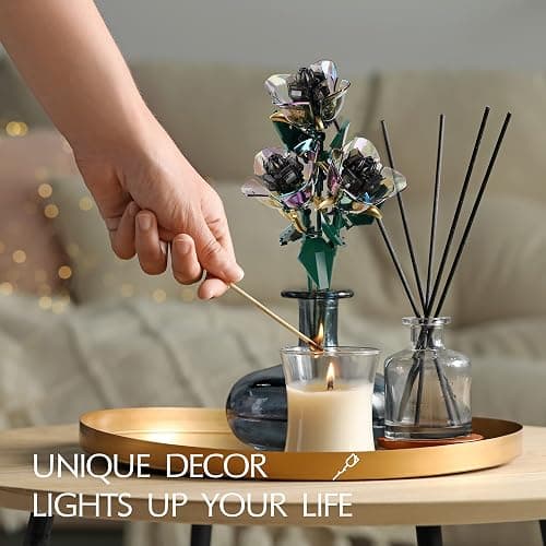 KIYOJIN Rose Flower Bouquet Building Set,Botanical Collection Rainbow Artificial Plant Compatible with Lego Gift for Adult Home Decor(Black 120pcs) thumbnail 4