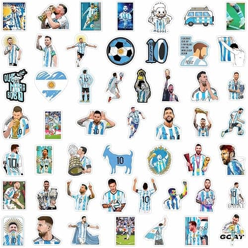 50PCS Soccer Player Messi Sticker for Fans, Vinyl Waterproof Laptop Water Bottle Stickers for Aldults Boys Girls Teens Cool Soccer Sport thumbnail 4