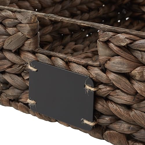 Casafield Set of 4 Water Hyacinth Pantry Baskets, 10" x 13" x 5", with Chalkboard Labels and Chalk Marker - Espresso, Woven Storage Bin Organizers for Kitchen Shelves thumbnail 6