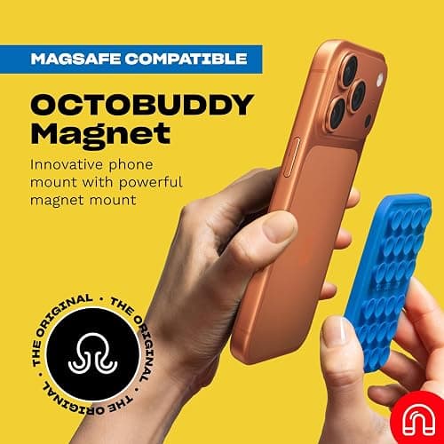 OCTOBUDDY Magnet - Dual Magnetic & Suction Phone Mount - Baby Blue | MagSafe-Compatible Silicone Mobile Holder - Hands-Free Selfies & Videos - Content Creator Accessory - 2.6″ x 3.9″ thumbnail 2
