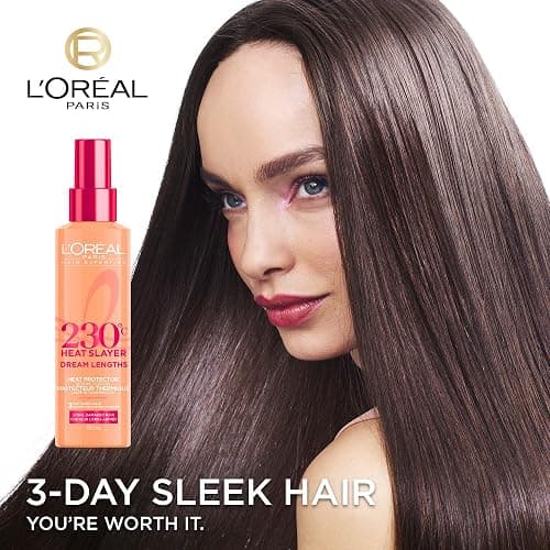 L'Oréal Paris Hair Expertise Dream Lengths Heat Slayer Hair Treatment, Heat Protectant Spray for Hair, Leave-In Against Frizz, 130ml (Packaging May Vary) thumbnail 3