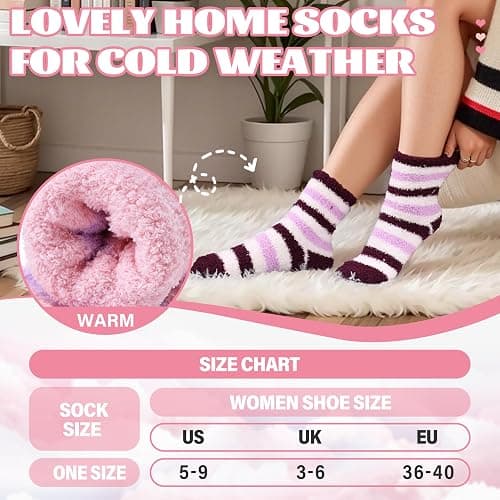 Anlisim Fuzzy Socks for Women, Soft Comfy Cozy Fluffy Thick Winter Warm Fleece Slipper Socks thumbnail 5