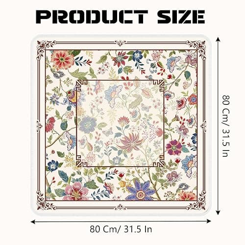 HEIFAM Mahjong Mat for Table, Mahjong Table Mat Flower 31x 31In, Non-Slip Noise Reduction Mah Jong Mat with Carrying Bag, Game Table Cover for Mahjongs Poker Card Dominoes, Christmas Birthday Gift thumbnail 3
