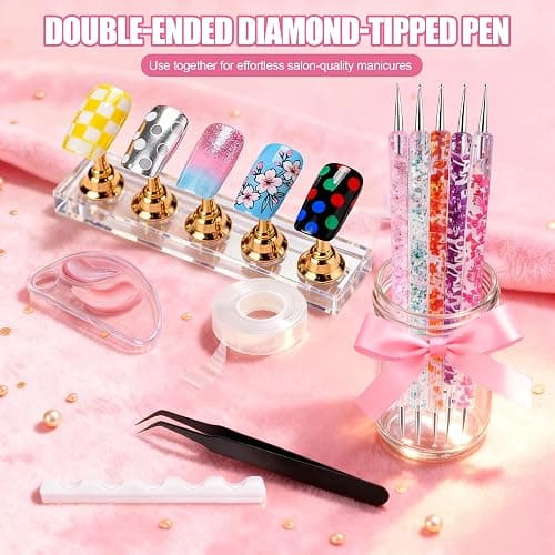 Artdone Nail Art Brushes With Nail Stands Nail Art Tool Set, Dotting Tools, Dust Brush,Striping Brushes for Long Lines, Drawing Pen For Gel Polish Design supply thumbnail 3
