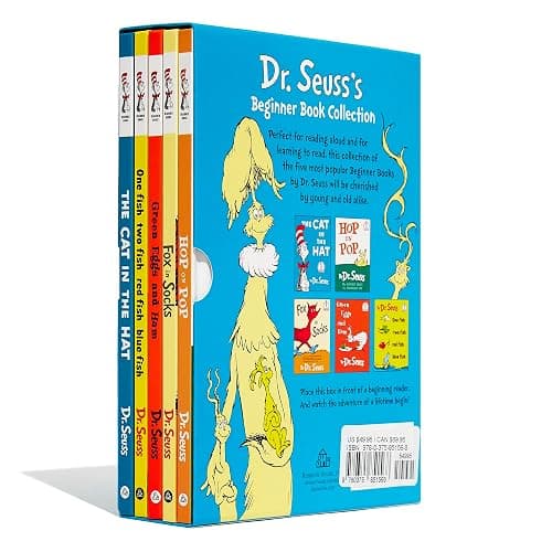 Dr. Seuss's Beginner Book Boxed Set Collection: The Cat in the Hat; One Fish Two Fish Red Fish Blue Fish; Green Eggs and Ham; Hop on Pop; Fox in Socks thumbnail 2