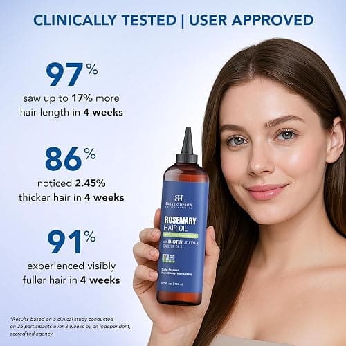 Botanic Hearth 100% reines Rosmarinöl haare (Rosemary oil for hair growth), angereichert mit Biotin | Haarstärkende Behandlung | Mit Jojobaöl und Rizinusöl | 6,7 fl oz thumbnail 3