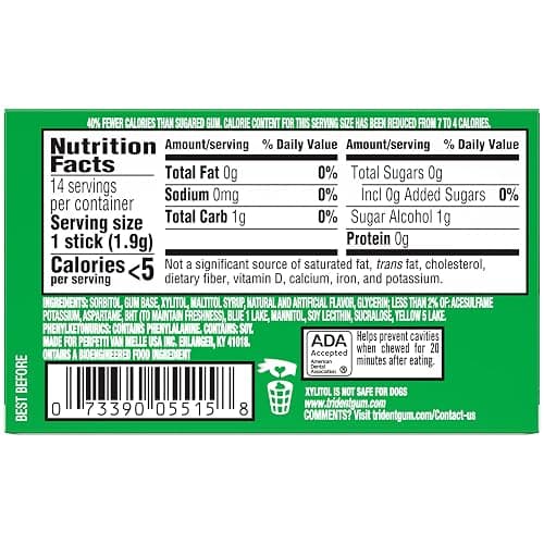 Trident Spearmint Sugar-Free Chewing Gum, 12 Packs of 14 Pieces (168 Total Pieces) thumbnail 2