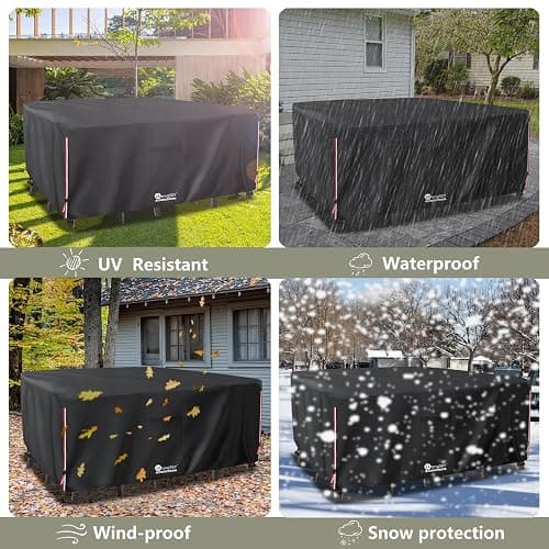 LSongSKY Outdoor Furniture Covers Waterproof,600D Heavy Duty Patio Cover for 6/7/8 PCS Sets Sectional Sofa Couch Dining Rocking Swivel Chairs Ottomans Coffee Table,111L x 74W x 28H inch Black thumbnail 9
