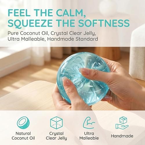 Coconut Oil Squishy Fidget Toys,Slow Rising Stress Ball for Stress Relief | Purple Coconut Oil Stress Ball,Squeezy Squishy Toys,Sensory Squeeze Toy for Anxiety Relief,Party Favors Gift for Adults Kids thumbnail 3