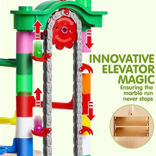 JOYIN 236Pcs Glowing Marble Run with Motorized Elevator- Construction Building Blocks Toys with 30 Glow in The Dark Plastic Marbles, STEM Toy for Boys and Girls, Birthday Gift, Easter Basket Stuffers thumbnail 2