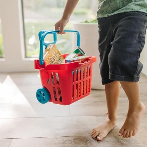 Melissa & Doug Fill and Roll Grocery Basket Play Set With Play Food Boxes and Cans (11 pcs) thumbnail 5