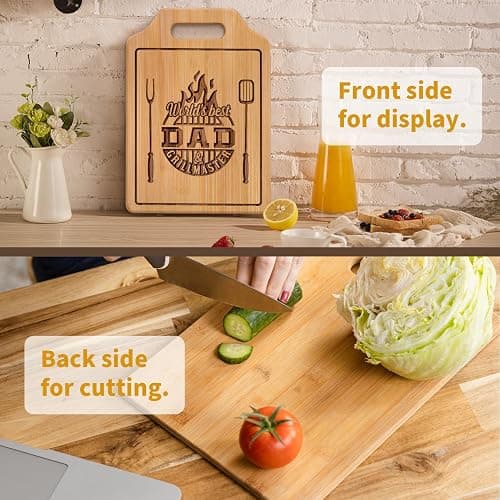 AceThrills Father Day Gift for Dad Gift for Dad from Daughter Son Wife, Birthday Gift for Dads Gifts Who Wants Nothing - Engraved Bamboo Cutting Board 13.78"L x 9.84"W x 0.4"Th thumbnail 5