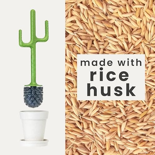Vigar Cactus Toilet Brush Set, Toilet Brush and Holder Set with Cactus-Shaped Handle, Planter Base and Saucer for Bathroom, Home Cleaning Essentials thumbnail 6