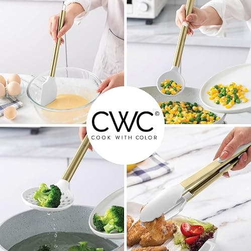 COOK WITH COLOR Silicone Cooking Utensils, Kitchen Utensil Set, Easy to Clean Silicone Kitchen Utensils, Cooking Utensils for Nonstick Cookware, Kitchen Gadgets Set with Holder, 10 Pieces thumbnail 3