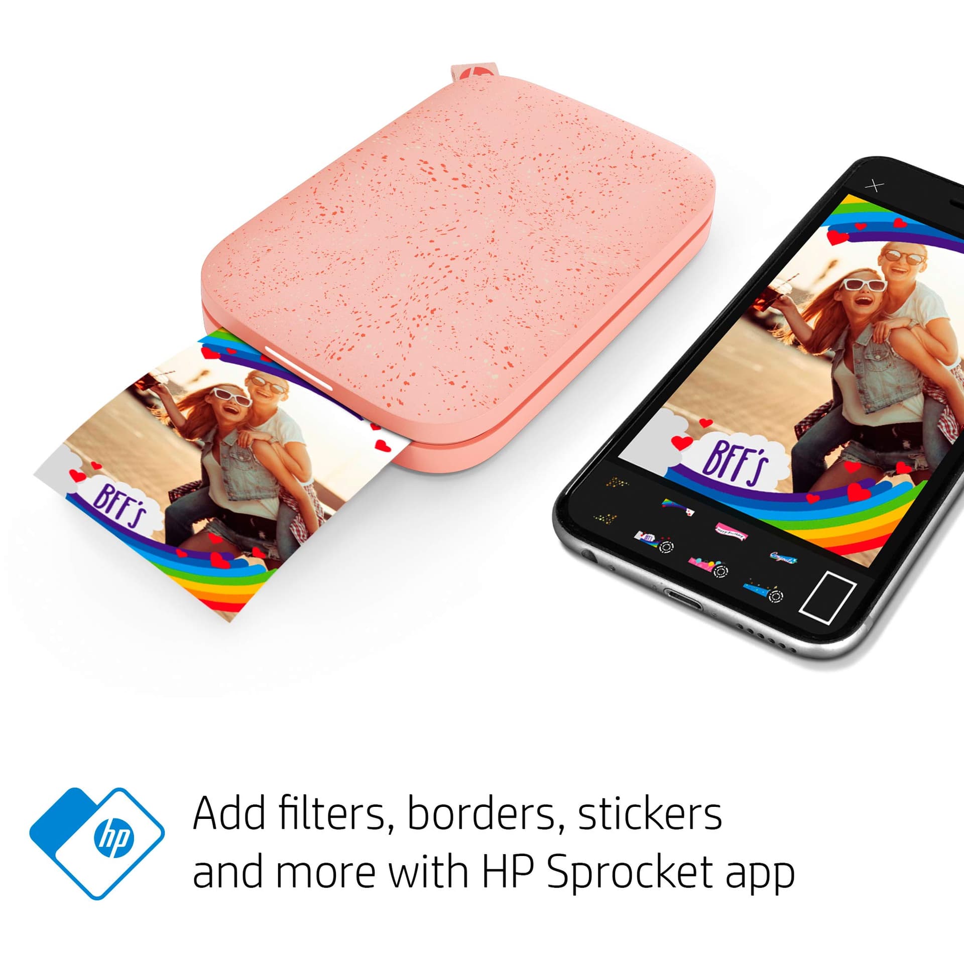 HP Sprocket 2x3" Instant Smartphone Foto Printer - Draagbare Kleurrijke Draadloze Mobiele Printer - Zink Plakfoto's 2x3” - Printen vanaf iOS & Android met Bluetooth en Fun App - Roze thumbnail 3