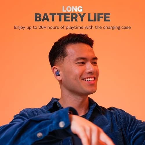 JLab Go Air Pop+ True Wireless Earbuds, in Ear Headphones, Bluetooth Earphones, 35H Playtime Ear Buds, Bluetooth Earbuds with Microphone, USB-C Charging Case, Dual Connect, EQ3 Sound, Navy Blue thumbnail 4