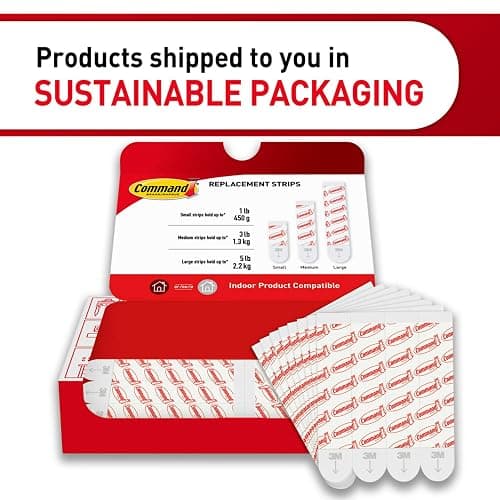 Command Damage Free Hanging Strips for Large Wall Hooks, Removable Adhesive, No Tools, 20 White Strips thumbnail 3