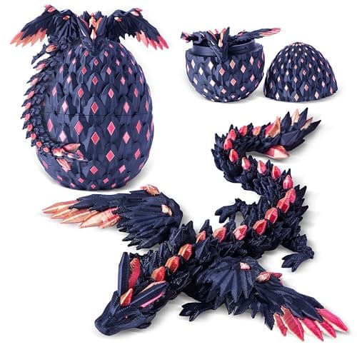 3D Printed Dragon Eggs with Wings,Articulated Crystal Animals Fidget Toy,Stuff Fun Gifts for Adults Teens Boy Dinosaur Eggs Toy - Image 1