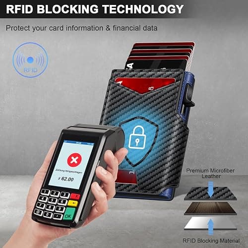 Wallet for Men Wallet with Slim Pop Up Card Holder 9-13 Cards, Bifold Minimalist Smart Wallet RFID Blocking Credit Card Holder with ID Window & Stretchable Cash Slot Compact Metal Aluminum Card Case thumbnail 3