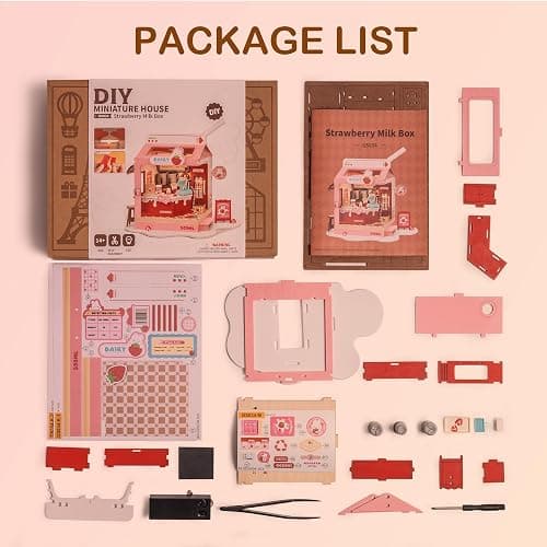 Wowood DIY Mini House Building Miniature Kit Milkbox, Miniverse Lifestyle Bookshelf Decoration, Cute Craft Kits for Women or Girls 14+, Kawaii Gifts Hobbies for Crafters (Strawberry Milkbox) thumbnail 7