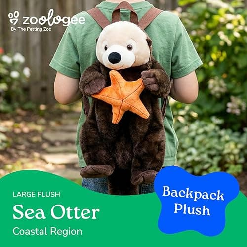 The Petting Zoo Sea Otter Plush Backpack Stuffed Animal, Kids Gifts, 20 in | Sea Otter bookbag Sealife Animals by Zoologee. Great Back to School Plush Gifts for Kids thumbnail 3