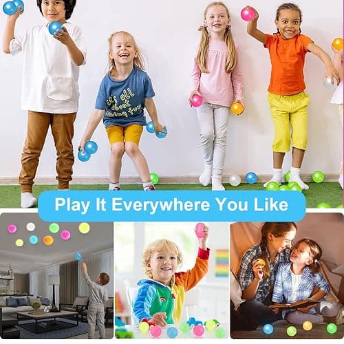 4 Pcs Sticky Balls Ceiling Glow in The Dark Fidget Toys, Night Stress Balls for Adults Fluorescent Sticky Wall Balls, Luminous Balls Jumping Fun Decompression for Kids thumbnail 6