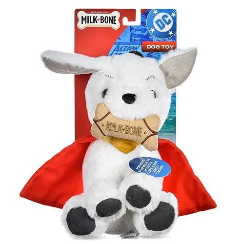 DC Comics Superman Krypto The Superdog Plush Dog Toy – Soft Squeaky Dog Toy with Crinkle Sounds, Cape & Milk-Bone Treat Design, 7.5 Inch - Image 1