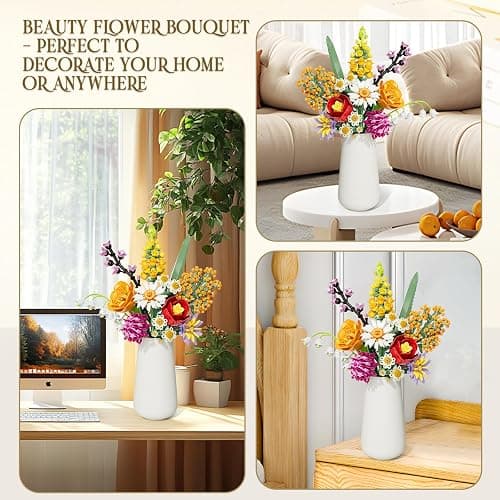 WIDELAND Flowers Bouquet Building Set, 1070PCS Artificial Plant Flower Kit Toy for Adults Kids Women Her, Wildflower Botanical Collection, Home Decor Gift for Birthday, Christmas (No Vase) thumbnail 4