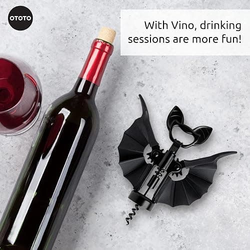 OTOTO Vino Spooky Bat 2-in-1 Wine & Beer Opener, Corkscrew & Bottle Opener - Goth Wine Accessories & Gifts for Wine Lovers thumbnail 6
