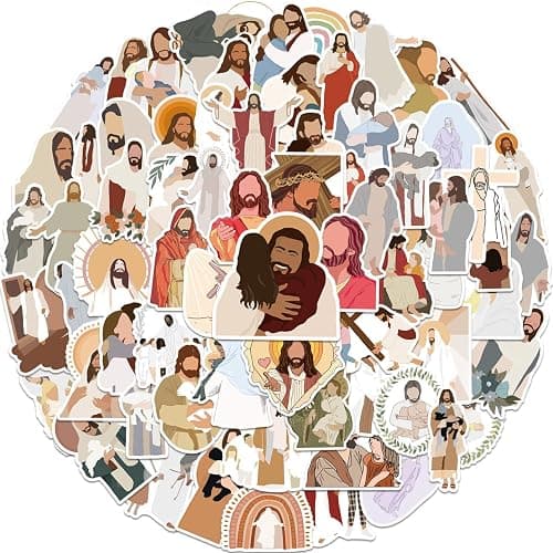 ROTY 100 Pcs Jesus Stickers Aesthetic Christian Stickers, Religious Cross Faith Waterproof Vinyl Gifts for Phone, Water Bottle, Luggage, Laptop, Adults Teens - Image 1