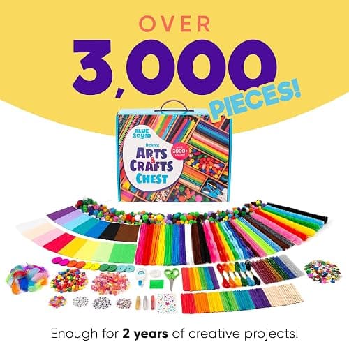 Blue Squid 3000+ pcs Arts and Crafts Supplies for Kids | Craft Kit Box for Kids Age 4-5, 4-8, 6-8, 8-12 | Craft Supplies & Materials Crafts Set Toys Art Box Gifts for Girls Boys Bulk Art Kit thumbnail 5